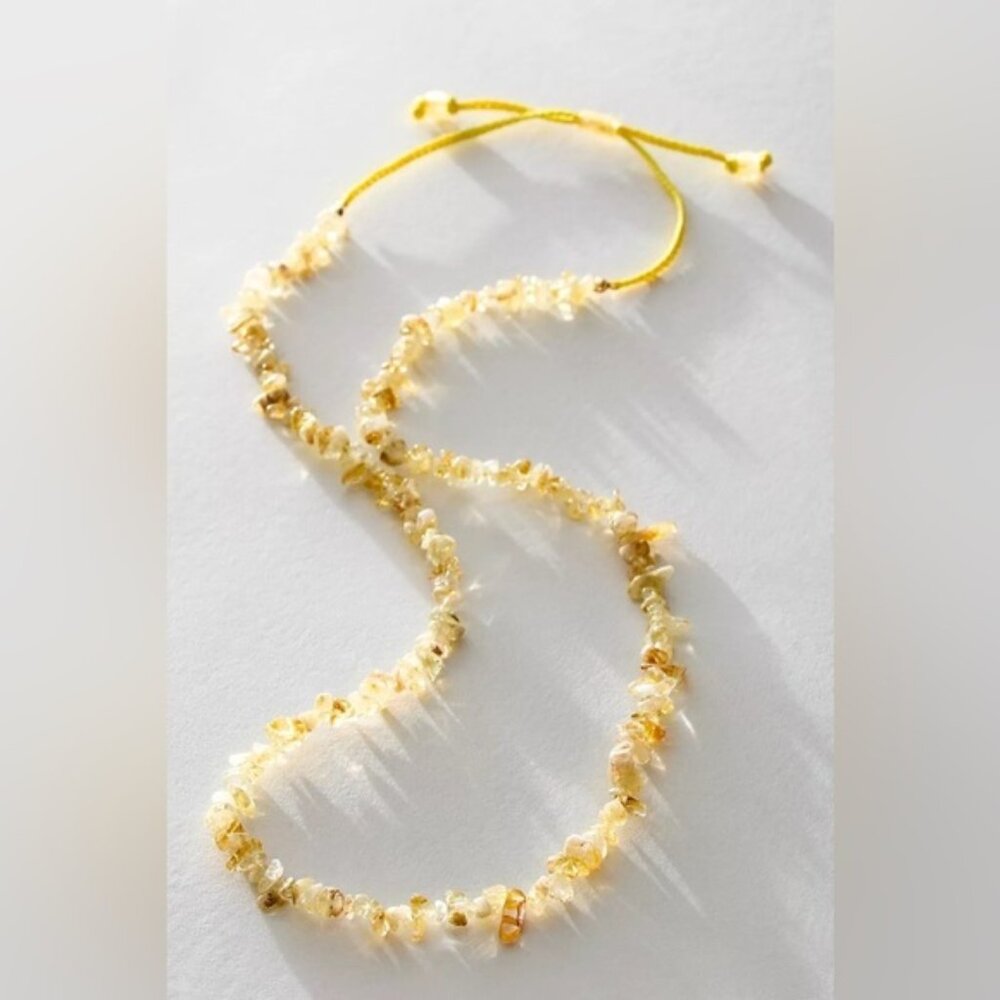 FREE PEOPLE Single Strand Beaded Necklace Citrine